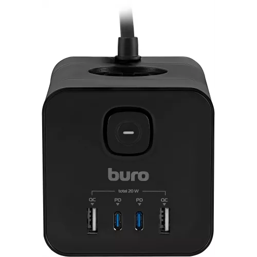 Сетевой удлинитель Buro BU-PTE4.1UC-Plus-B 1.5м (4 розетки) черный (коробка)