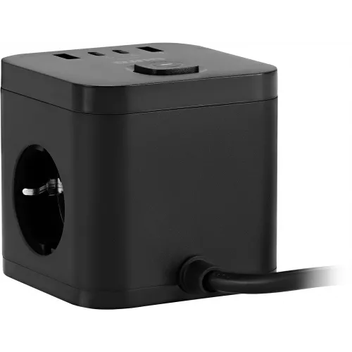 Сетевой удлинитель Buro BU-PC3.1UС-Plus-B 1.5м (3 розетки) черный (коробка)