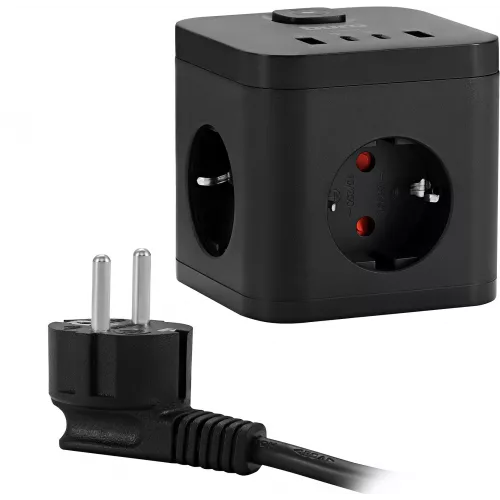 Сетевой удлинитель Buro BU-PC3.1UС-Plus-B 1.5м (3 розетки) черный (коробка)