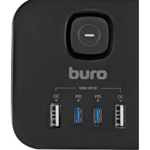 Сетевой удлинитель Buro BU-PC3.1UС-Plus-B 1.5м (3 розетки) черный (коробка)