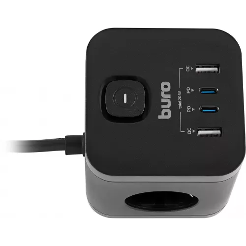 Сетевой удлинитель Buro BU-PC3.1UС-Plus-B 1.5м (3 розетки) черный (коробка)