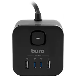 Сетевой удлинитель Buro BU-PC3.1UС-Plus-B 1.5м (3 розетки) черный (коробка)