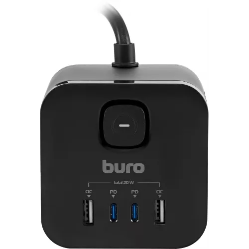 Сетевой удлинитель Buro BU-PC3.1UС-Plus-B 1.5м (3 розетки) черный (коробка)