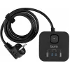 Сетевой удлинитель Buro BU-PC3.1UС-Plus-B 1.5м (3 розетки) черный (коробка)