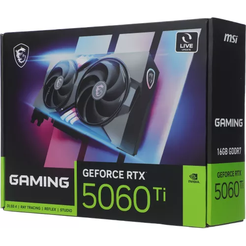 Видеокарта MSI PCI-E 5.0 RTX 5060 TI 16G GAMING NVIDIA GeForce RTX 5060TI 16Gb 128bit GDDR7 2572/28000 HDMIx1 DPx3 HDCP Ret