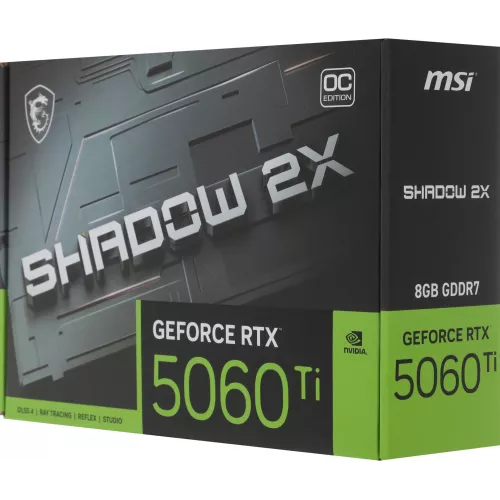 Видеокарта MSI PCI-E 5.0 RTX 5060 TI 8G SHADOW 2X OC PLUS NVIDIA GeForce RTX 5060TI 8Gb 128bit GDDR7 2602/28000 HDMIx1 DPx3 HDCP Ret