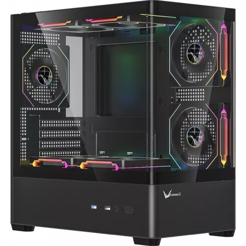 Корпус Formula Crystal U1M черный без БП mATX 7x120mm 2x140mm 1xUSB2.0 1xUSB3.0 audio bott PSU