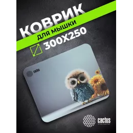 Коврик для мыши Cactus Owl gray рисунок 300x250x3мм (CS-MPC-D12M)