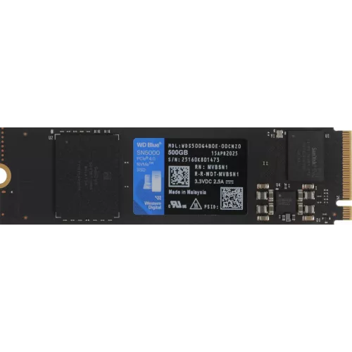 Накопитель SSD WD PCIe 4.0 x4 500GB WDS500G4B0E SN5000 Blue M.2 2280