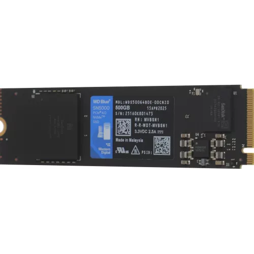 Накопитель SSD WD PCIe 4.0 x4 500GB WDS500G4B0E SN5000 Blue M.2 2280