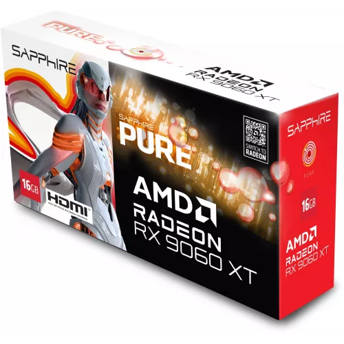 Видеокарта Sapphire PCI-E 5.0 11350-02-20G PURE AMD RADEON RX 9060 XT GAMING OC 16GB DUAL AMD Radeon RX 9060XT 16Gb 128bit GDDR6 2700/20000 HDMIx2 DPx1 HDCP Ret
