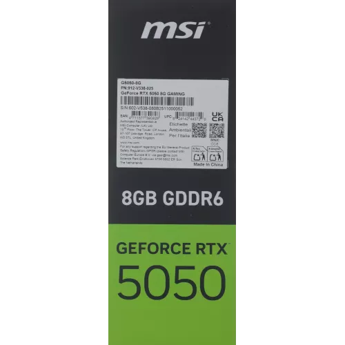 Видеокарта MSI PCI-E 5.0 RTX 5050 8G GAMING NVIDIA GeForce RTX 5050 8Gb 128bit GDDR6 2572/20000 HDMIx1 DPx3 HDCP Ret