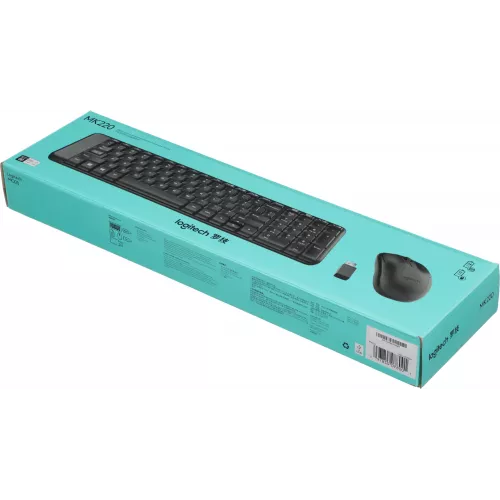 Клавиатура + мышь Logitech MK220 клав:черный мышь:черный USB беспроводная (920-003236)