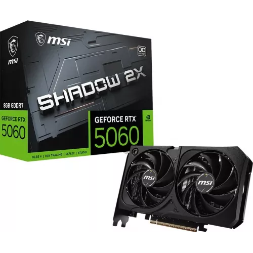 Видеокарта MSI PCI-E 5.0 RTX 5060 8G SHADOW 2X OC MAX NVIDIA GeForce RTX 5060 8Gb 128bit GDDR7 2527/28000 HDMIx1 DPx3 HDCP Ret