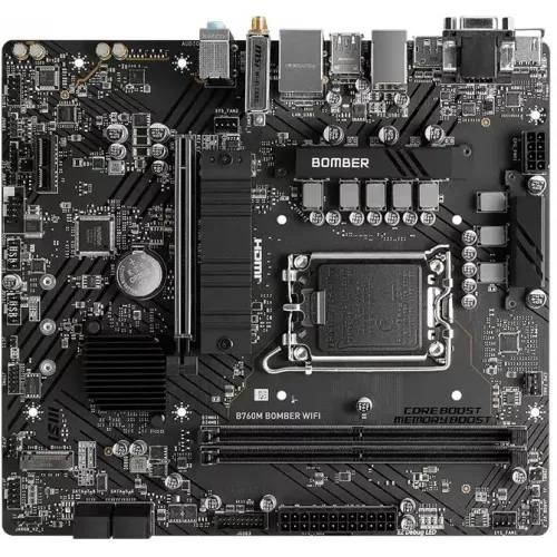 Материнская плата MSI B760M BOMBER WIFI Soc-1700 Intel B760 2xDDR5 mATX AC`97 8ch(7.1) 2.5Gg+VGA+HDMI+DP