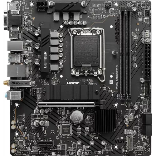 Материнская плата MSI B760M BOMBER WIFI Soc-1700 Intel B760 2xDDR5 mATX AC`97 8ch(7.1) 2.5Gg+VGA+HDMI+DP