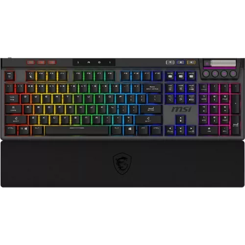 Клавиатура MSI STRIKE Pro W Silent механическая серый/черный USB беспроводная BT/Radio Multimedia for gamer LED (подставка для запястий) (S11-43RU210-CLA) кабель 2м