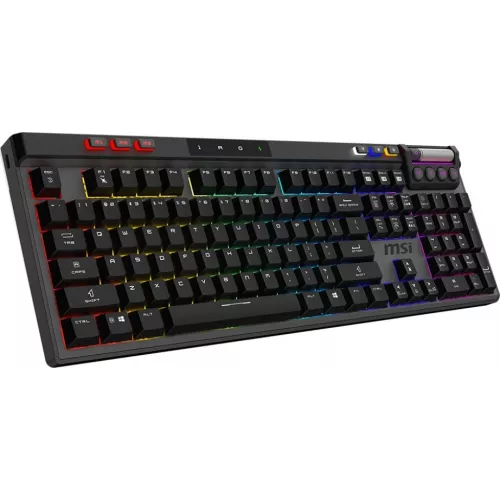 Клавиатура MSI STRIKE Pro W Silent механическая серый/черный USB беспроводная BT/Radio Multimedia for gamer LED (подставка для запястий) (S11-43RU210-CLA) кабель 2м