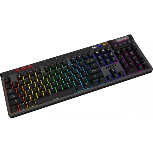 Клавиатура MSI STRIKE Pro W Silent механическая серый/черный USB беспроводная BT/Radio Multimedia for gamer LED (подставка для запястий) (S11-43RU210-CLA) кабель 2м