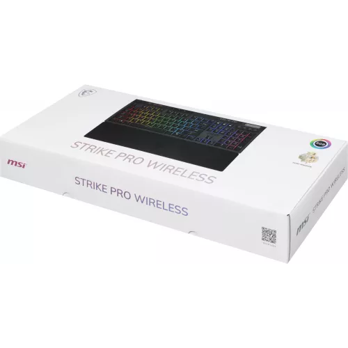 Клавиатура MSI STRIKE Pro W Silent механическая серый/черный USB беспроводная BT/Radio Multimedia for gamer LED (подставка для запястий) (S11-43RU210-CLA) кабель 2м