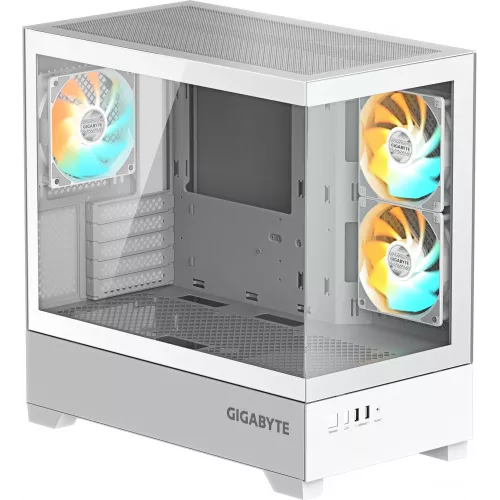 Корпус Gigabyte GB-C201PI белый без БП mATX 6x120mm 3x140mm 2xUSB3.0 audio bott PSU