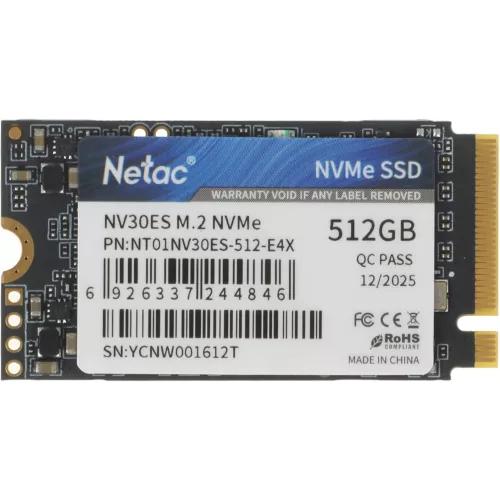 Накопитель SSD Netac PCIe 3.0 x4 512GB NT01NV30ES-512-E4X NV30ES M.2 2242