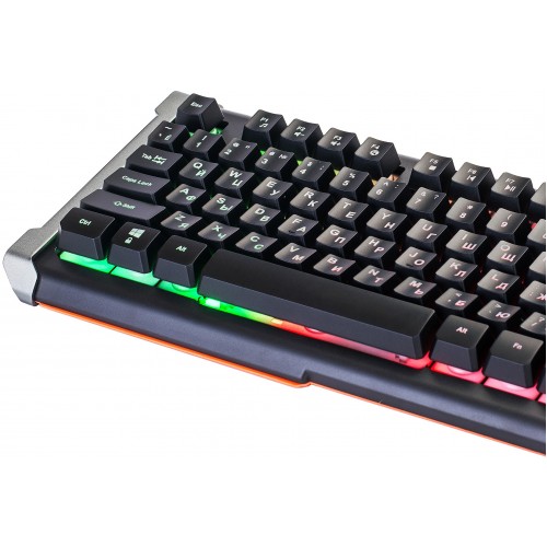 Клавиатура Оклик 717G BLACK DEATH черный/оранжевый USB Multimedia for gamer LED (476395) кабель 1.5м