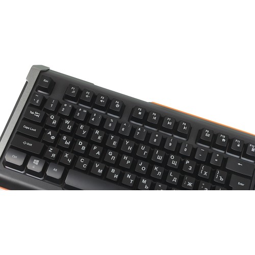 Клавиатура Оклик 717G BLACK DEATH черный/оранжевый USB Multimedia for gamer LED (476395) кабель 1.5м