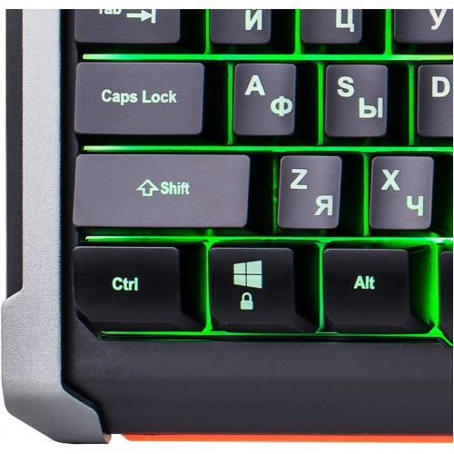Клавиатура Оклик 717G BLACK DEATH черный/оранжевый USB Multimedia for gamer LED (476395) кабель 1.5м