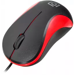 Мышь Оклик 115S черный/красный оптическая 1200dpi USB для ноутбука 3but (711637)