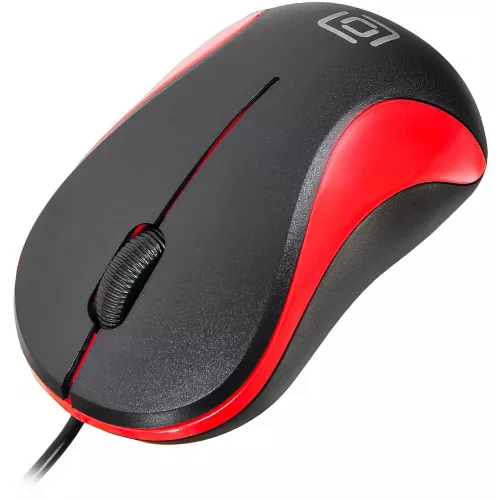 Мышь Оклик 115S черный/красный оптическая 1200dpi USB для ноутбука 3but (711637)