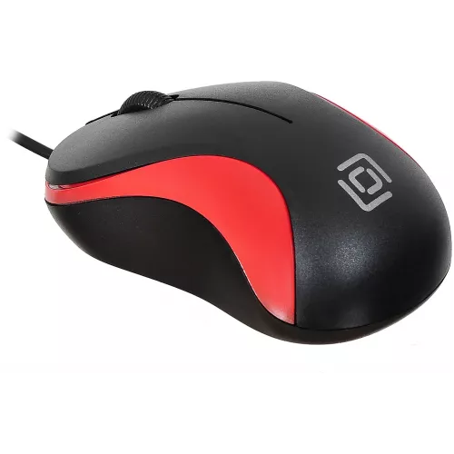 Мышь Оклик 115S черный/красный оптическая 1200dpi USB для ноутбука 3but (711637)
