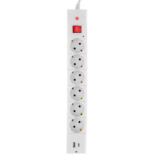 Сетевой фильтр Buro BU-SP3_USB_2A-W 3м (6 розеток) белый (коробка)