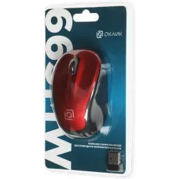 Мышь Оклик 665MW черный/красный оптическая 1600dpi беспров. USB для ноутбука 3but (1025135)