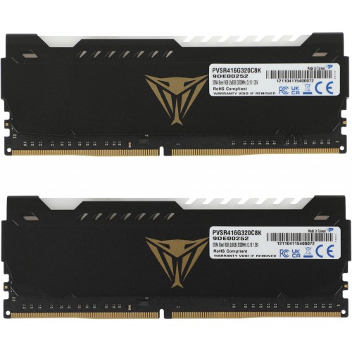 Память DDR4 2x8Gb 3200MHz Patriot PVSR416G320C8K Viper Steel RGB RTL Gaming PC4-25600 CL18 DIMM 288-pin 1.35В dual rank с радиатором Ret