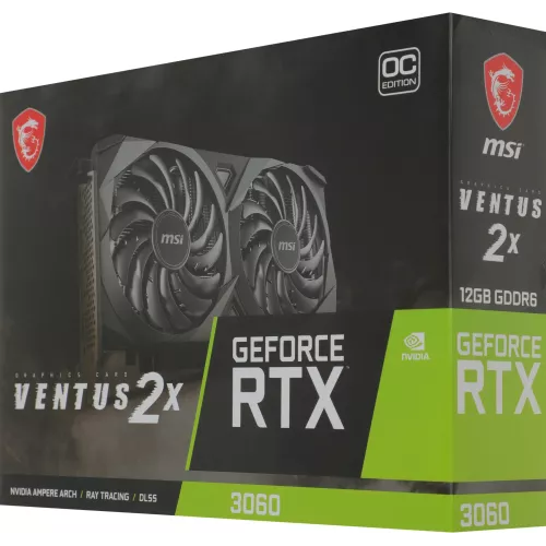 Видеокарта MSI PCI-E 4.0 RTX 3060 VENTUS 2X 12G OC NVIDIA GeForce RTX 3060 12Gb 192bit GDDR6 1680/15000 HDMIx1 DPx3 HDCP Ret