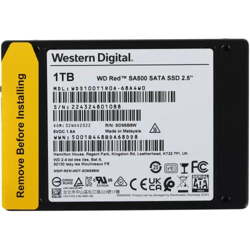 Накопитель SSD WD SATA-III 1TB WDS100T1R0A Red SA500 2.5"