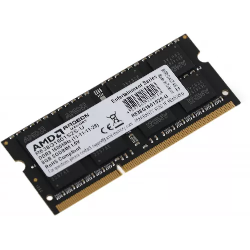 Память DDR3 8Gb 1600MHz AMD R538G1601S2S-U RTL PC3-12800 CL11 SO-DIMM 204-pin 1.5В dual rank Ret