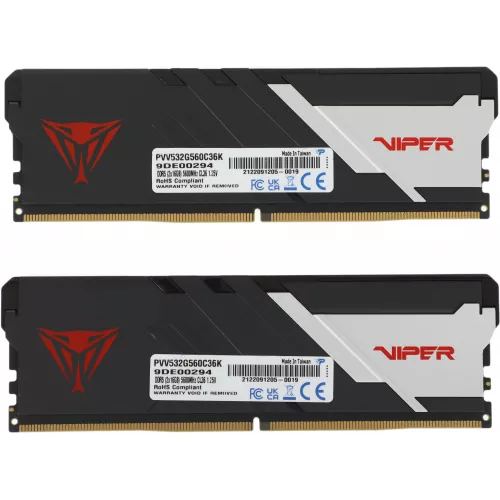 Память DDR5 2x16Gb 5600MHz Patriot PVV532G560C36K Viper Venom RTL Gaming PC5-44800 CL36 DIMM 288-pin 1.25В с радиатором Ret