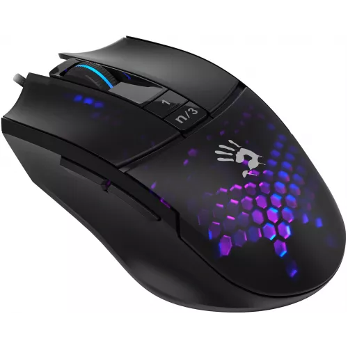 Мышь A4Tech Bloody L65 Max черный/фиолетовый оптическая 12000dpi USB 6but (L65 MAX/HONEYCOMB)