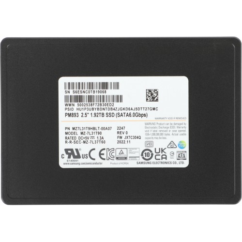 Накопитель SSD Samsung SATA-III 1.92TB MZ7L31T9HBLT-00A07 PM893 2.5" 1 DWPD OEM