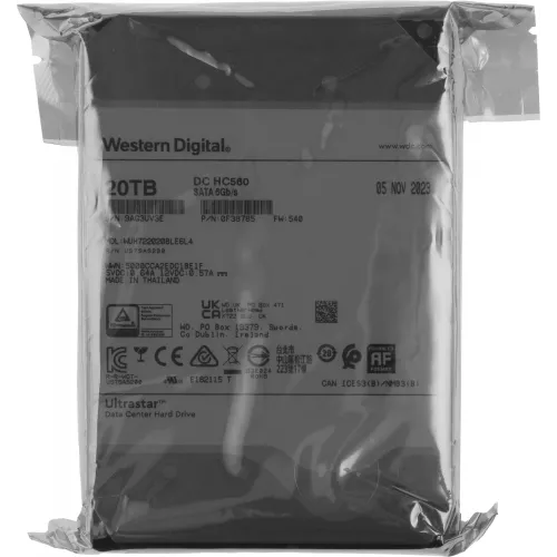 Жесткий диск WD SATA-III 20TB 0F38785/0F38643 WUH722020BLE6L4 Server Ultrastar DC HC560 512E (7200rpm) 512Mb 3.5"