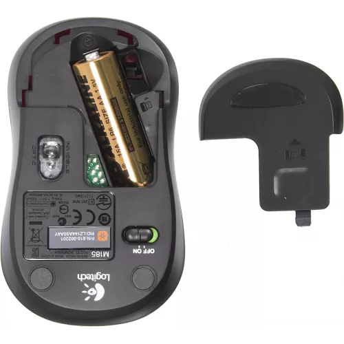 Мышь Logitech M185 черный/красный оптическая 1000dpi беспров. USB для ноутбука 2but (910-002633)