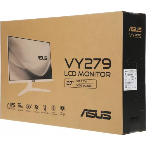 Монитор Asus 27" VY279HE-W белый IPS LED 16:9 HDMI матовая 250cd 178гр/178гр 1920x1080 75Hz FreeSync VGA FHD 4.21кг
