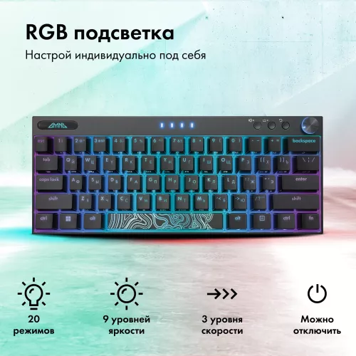 Клавиатура GMNG GG-KB500XW механическая черный USB беспроводная BT/Radio Multimedia for gamer LED (1910516) кабель 1.8м