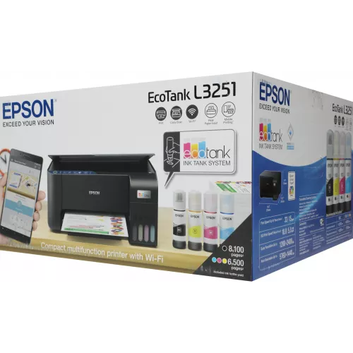 МФУ струйный Epson L3251 (C11CJ67409/C11CJ67406/419) A4 WiFi черный