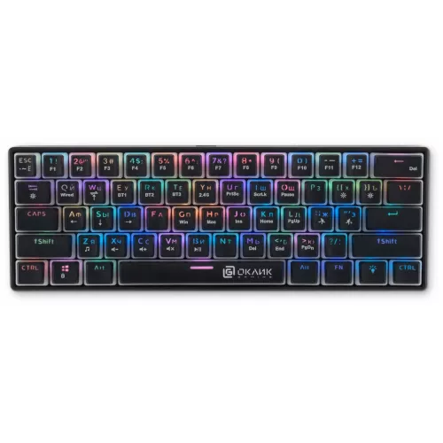 Клавиатура Оклик K763W механическая черный USB беспроводная BT/Radio Multimedia for gamer LED (1920548) кабель 1.5м