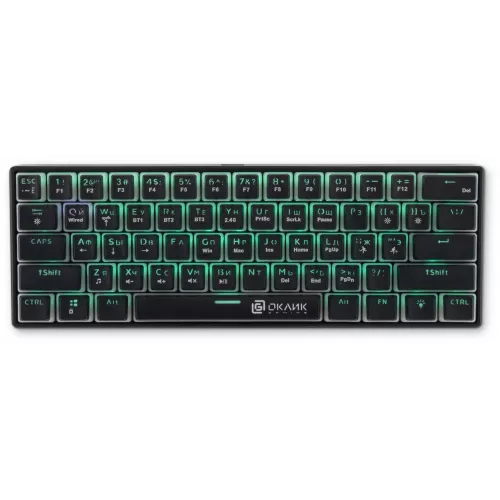 Клавиатура Оклик K763W механическая черный USB беспроводная BT/Radio Multimedia for gamer LED (1920548) кабель 1.5м