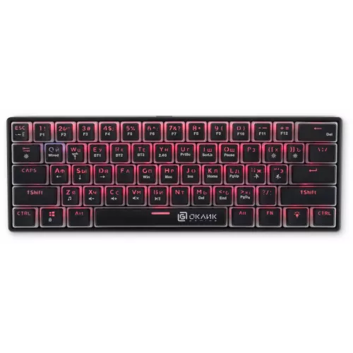 Клавиатура Оклик K763W механическая черный USB беспроводная BT/Radio Multimedia for gamer LED (1920548) кабель 1.5м