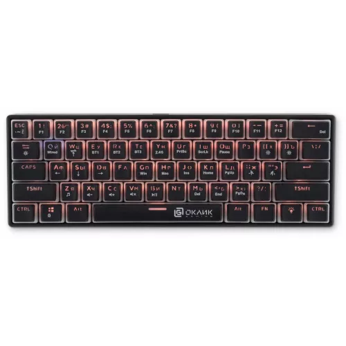 Клавиатура Оклик K763W механическая черный USB беспроводная BT/Radio Multimedia for gamer LED (1920548) кабель 1.5м